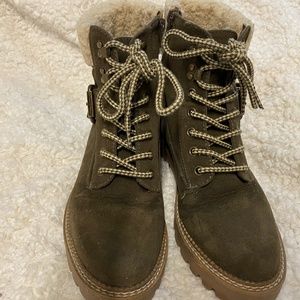 Women's Susan Microsuede Sherpa Lace up Boots